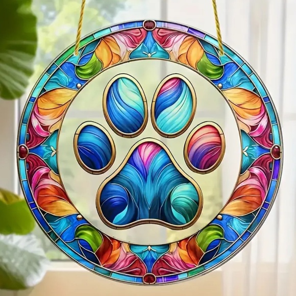 NEW! Pet Rainbow Bridge Memorial Paw Print Sun Catcher! - Picture 1 of 5